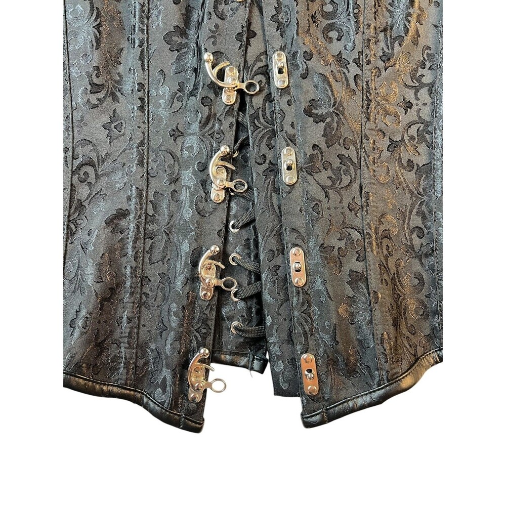 Black Jacquard Bustier Corset Top  Size M  Steampunk Renaissance Biker Gothic - Picture 9 of 13